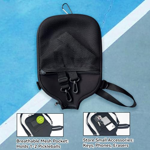 Pickleball Paddle Cover with Adjustable Shoulder Strap & Mesh Pocket