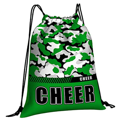 Drawstring Backpack Waterproof Gym Drawstring Bags Sports String Bag Camo Sackpack-Green Cheer Drawstring Bag - color: Cheer Drawstring Bags-camo Green