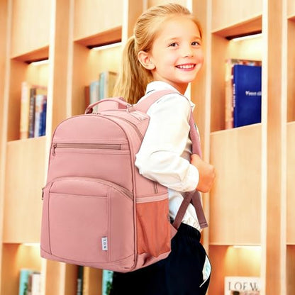 NOL Natural Organic Lifestyle Kids Backpack, School Backpacks for Teens Girls Boys, School Bookbag with Pencil Bag & Reflective Stripe for Elementary School - Dark pink - color: Dark Pink