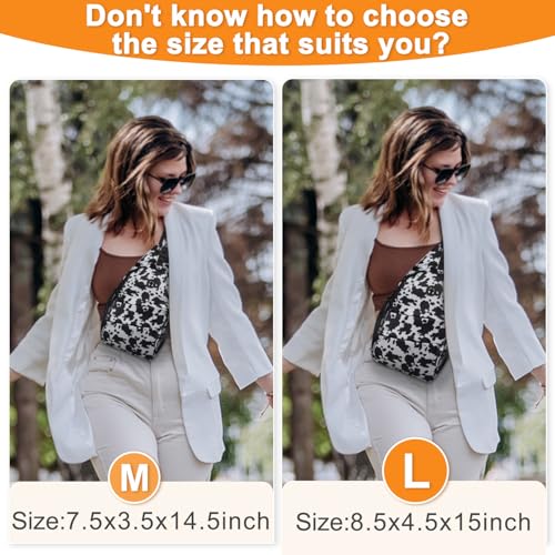 Pritent Crossbody Bags for Women Men Trendy Sling Bag Backpack Casual Chest Bag with Convertible Shoulder Strap - color: Cowprint, size: Large