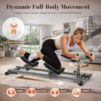Happlee Crawling Machine for Adults Core Trainer Full Body Workout Machine Spine Twist and Stretch Trainer Ab Twist Machine Back Stretcher with Counter 5 Level Height 3 Level Angle Home Gym Equipment