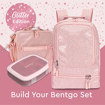 Bentgo Kids 2-in-1 Backpack & Insulated Lunch Bag - Glitter Designed 16” Backpack for School & Travel - Durable, Water Resistant, Padded, & Large Compartments (Glitter Edition - Petal Pink) - color: Glitter Edition - Petal Pink