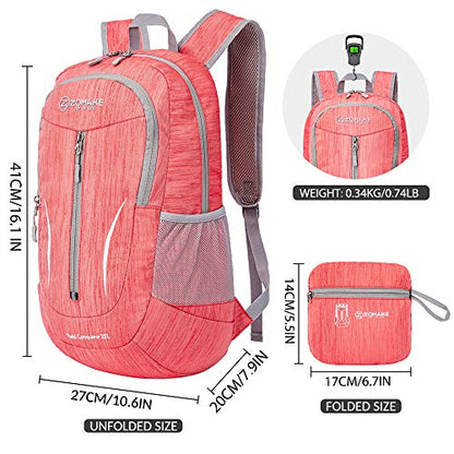 ZOMAKE 25L Ultra Lightweight Packable Backpack, Foldable Hiking Backpacks Water Resistant Small Folding Daypack for Travel(Red) - color: Red