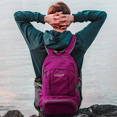 G4Free 40L Lightweight Packable Hiking Backpack, Waterproof Travel Daypack - color: Fuchsia