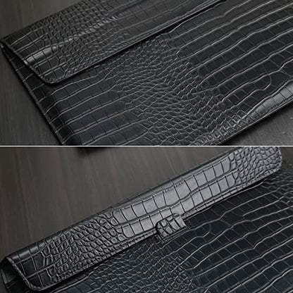 Crocodile Grain PU Leather Flap Style Case Bag Laptop Sleeve for MacBook Air 15 inch 2026-2023 A3448 M5 M4 M3 M2 Notebook Bag for Mac Pro 16 A3428 A3429 2019-2026 Pro 15 2012-2019, Black - color: Black