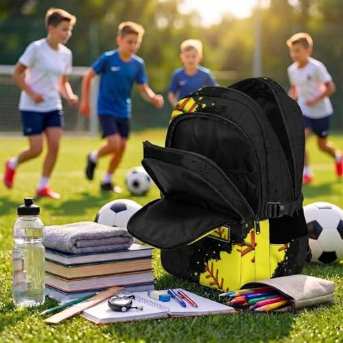 COZYAURA Softball Backpack for Girls - Custom Initial Sports Bookbag, 17 Inch Water Resistant School Bag | Kids Backpack for Toddler Teens, Preschool, Elementary & Middle School - color: Yellow