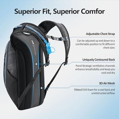 N NEVO RHINO Hydration Backpack Lightweight, Small Hiking Backpack with Water Bladder 2L, Insulated Water Daypack for Cycling Running Trail Rave - color: Sapphire Blue