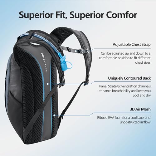 N NEVO RHINO Hydration Backpack Lightweight, Small Hiking Backpack with Water Bladder 2L, Insulated Water Daypack for Cycling Running Trail Rave - color: Sapphire Blue