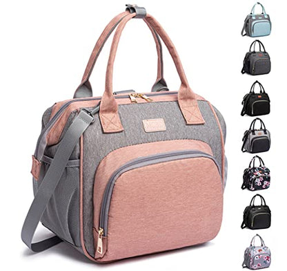 MCBD Lunch bags Insulated Lunch Box for Women Men,3 Carrying Way Large Tote Bag,Leakproof Reusable Cooler Backpack with Adjustable Shoulder Strap for Office Picnic Beach - color: C-Pink&gray