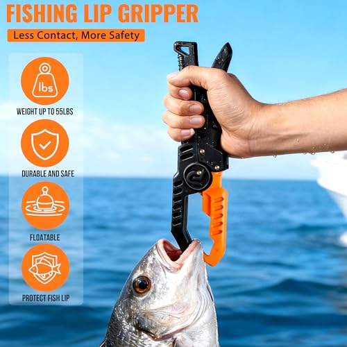 PLUSINNO Fishing Gear,Full Fishing Pole kit Include Fishing Rod and Reel Combo, Tackle Box with Fishing Lures, Fishing Accessories, Fishing Pliers,Fishing Gifts for Men with Fishing Tool Kit - style: Orange Fishing Combo With Fishing Net