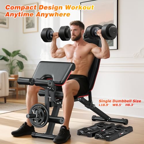 XDDIAS Adjustable Dumbbells Set of 2 for Strength Training, One-Hand Quick Adjust, 25/55/80/90 lbs Options, Anti-Slip Grip Handle, Compact Home Gym Weights for Men Women - color: Basic Black 5-Level 55LB Pair