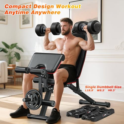 XDDIAS Adjustable Dumbbells Set of 2 for Strength Training, One-Hand Quick Adjust, 25/55/80/90 lbs Options, Anti-Slip Grip Handle, Compact Home Gym Weights for Men Women - color: Basic Black 5-Level 55LB Pair