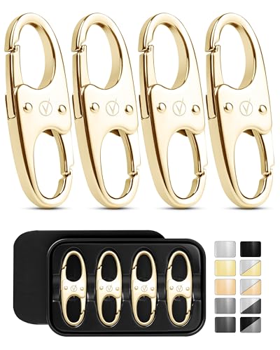Vantamo Premium 4 Zipper Clips Anti Theft for Backpack, Luggage & Purse, Pull Replacement Zipper Locks, Purse Clip for Travel - color: Yellow Gold