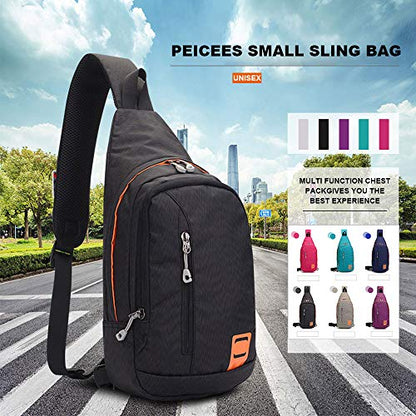 Peicees Small Sling Backpack Waterproof Unisex Shoulder Bag Chest Crossbody Daypack - color: 2_gray, size: Small