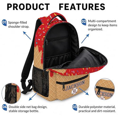 Personalized Baseball Drip Backpack, Blue Ice Cream Print Travel Bag, Multi Pocket Everyday Backpack (#10) - color: #10