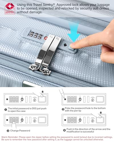 Hanke 20 Inch Expandable Carry On Luggage Airline Approved Top Opening Hard Shell Suitcases with Wheels Lightweight Travel Luggage Carry On Suitcase for Woman Men-Grey - color: Grey, size: 20 Inch Expandable
