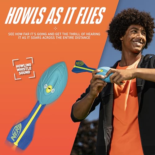 Nerf Vortex Aero Howler Neon Foam Ball, Classic Long-Distance Football, Flight-Optimizing Tail, Whistling Sound, Indoor & Outdoor Fun (Amazon Exclusive) - color: Light Blue