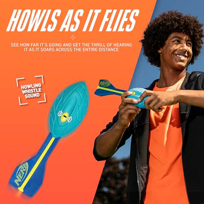 Nerf Vortex Aero Howler Neon Foam Ball, Classic Long-Distance Football, Flight-Optimizing Tail, Whistling Sound, Indoor & Outdoor Fun (Amazon Exclusive) - color: Light Blue