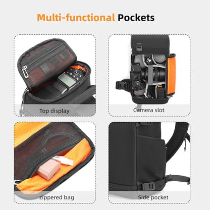 Camera Sling Bag, Crossbody Shoulder Bag for Canon, Nikon, Sony, Fuji DSLR/SLR/Mirrorless Cameras, Photographer Photography Bag (Elegant Black) - color: Elegant Black