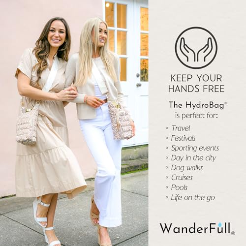 WanderFull® Original HydroBag®, Fits Up to 32 oz Water Bottle Holder with Strap, Gift for Women, Hands-Free Crossbody, Water Bottle Carrier Bag with Phone Pocket - color: Natural Zebra Print