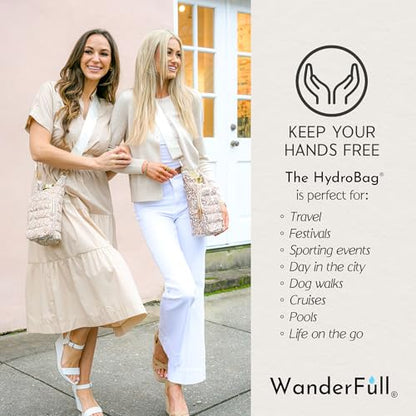 WanderFull® Original HydroBag®, Fits Up to 32 oz Water Bottle Holder with Strap, Gift for Women, Hands-Free Crossbody, Water Bottle Carrier Bag with Phone Pocket - color: Natural Zebra Print