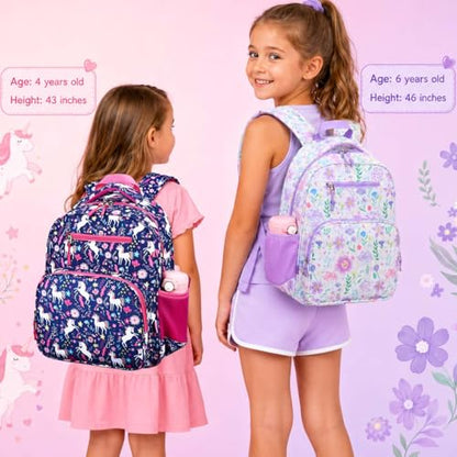RHCPFOVR Kids Backpack for Girls - Girls Backpack 3-8 Ages Butterfly for Kids 15 Inch School Bookbag for Kindergarten Elementary School Bookbag for Girl 1st 2nd Grade - style: Deep Blue Unicorn