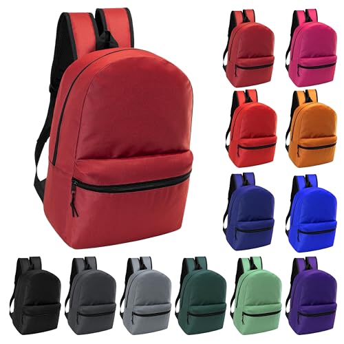 17" School Backpacks for Kids - Backpacks in Bulk for Elementary, Middle, and High School Students in Assorted Colors - color: Colors 12 Assorted