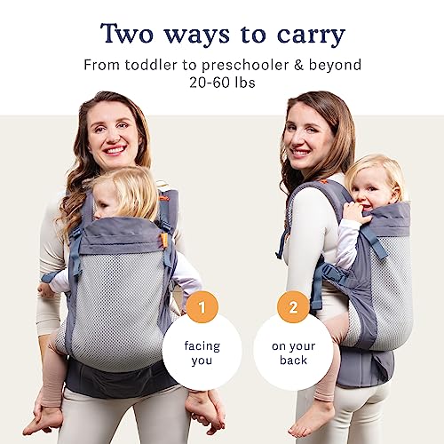 Beco Toddler Carrier with Breathable 3D Mesh & Extra Wide Seat - Front-Carry & Backpack Style - Lightweight Sling Carrier for Children (24-48 Months) - Cool Dark Grey - color: Cool Dark Grey