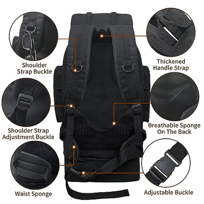 Hiking Backpack, 100L Large Camping Backpack, Expandable Waterproof MOLLE Rucksack, Outdoor Sport Travel Daypack Military Tactical Back pack for Men Women (Black) - color: 100l Black