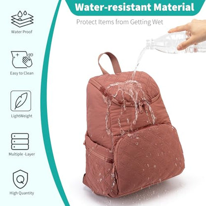 NOL Natural Organic Lifestyle Women's Quilted Puffer Backpack, Large Waterproof Lightweight Puffy Bookbag, Carry on Daypack for Travel, Work (Dark pink) - color: Dark Pink