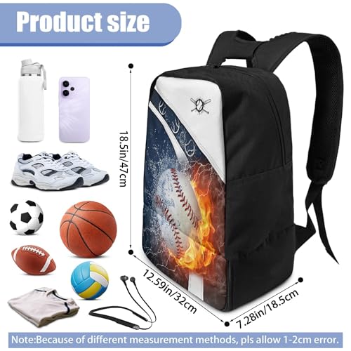 Boxing Dart Lightning Karate Baseball Sport Backpack Shoe Compartment Equipment Bags Gym Teenager Inner Pocket School Ball (Baseball Design) - color: Baseball Design