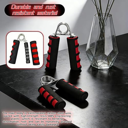 Hand Grip Strengthener Set, Carbon steel wire+thickened foam Hand Exerciser for Wrist Forearm and Finger Strength Training, 2 Pack - color: Red