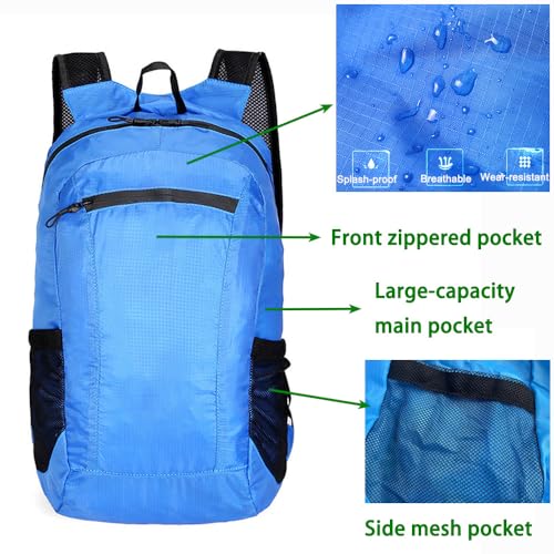 Foldable Daypack, Small Backpack, Hiking Backpack Daypack, Lightweight Waterproof Travel Packable Rucksack for Men and Women - color: Black