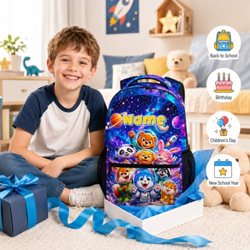 Kids Backpack Toddlers Custom Astronaut Backpacks for Boys Girls, 17in Lightweight Cute Funny Animal School Bookbag for Kindergarten Preschool Elementary - color: Brown