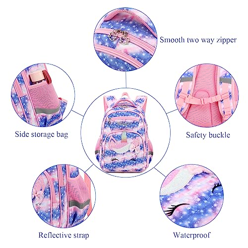 Cusangel Backpack for Girls Boys School Bookbags Kindergarten Elementary Lightweight Waterproof Multifunctional Large Capacity for Backpack (16 inch Sky Unicorn Fun Prints) | SKy Unicorn Elementary lightweight Waterproof Large Backpack with chest buckle 6