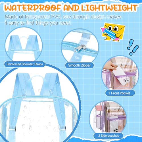 Amylove 8 Pcs Operation Christmas Items Bulk Clear Backpack PVC with Water Bottles for Kids Transparent Backpacks Heavy Duty Bookbag Set for School Classroom Students Back to School Supplies