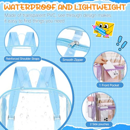 Amylove 8 Pcs Operation Christmas Items Bulk Clear Backpack PVC with Water Bottles for Kids Transparent Backpacks Heavy Duty Bookbag Set for School Classroom Students Back to School Supplies