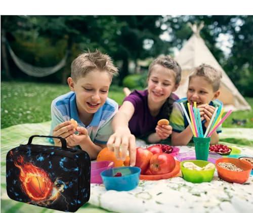 LEDAOU Lunch Box Kids Insulated Lunch Bag Boys Girls Toddler Reusable Lunchbox for School Picnic Hiking - color: Blue Soccer