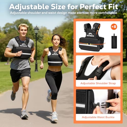 Adjustable Weighted Vest Women Men,1-12/1-20/1-30 LBS Weight Vests with Adjustable Shoulder Strap, 8 Ironsand, Large Pocket, Reflective Strip,Weighted Vest Men and Women for Workout, Strength Training - size: 1-12 lbs