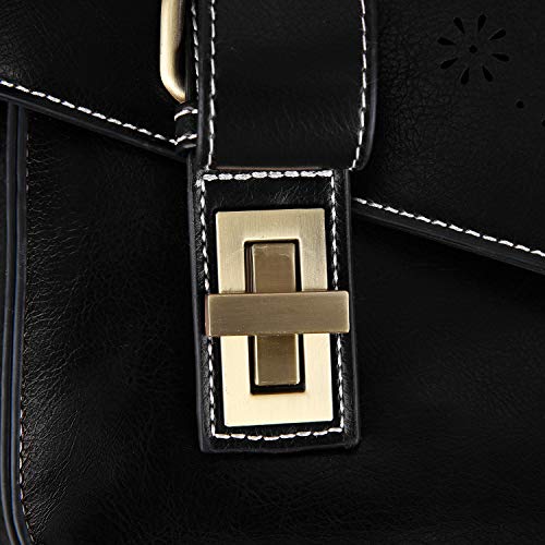 ECOSUSI Backpack for Women Briefcase Messenger Laptop Bag Vegan Leather Satchel Work Bags Fits 15.6 inch Laptops, Black - color: 4-black-l