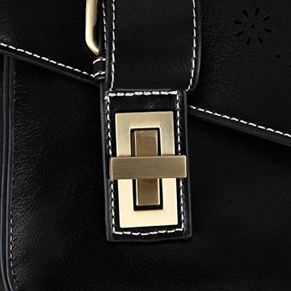 ECOSUSI Backpack for Women Briefcase Messenger Laptop Bag Vegan Leather Satchel Work Bags Fits 15.6 inch Laptops, Black - color: 4-black-l