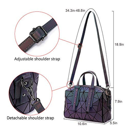 LOVEVOOK Geometric Luminous Purses and Handbags for Women Holographic Reflective Crossbody Bag Wallet - color: Boston Handbag