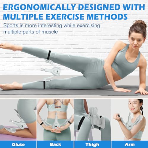 3rd Gen Inner Thigh Leg Train Exercisers 0-100 lbs Adjustable Resistance with Leg Straps Band Pelvic Floor Kegel Hip Exercise Workout Equipment Pilates Women Men - color: White
