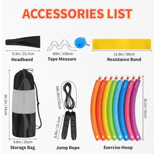 Phobby Weighted Exercise Hoop for Adults, 2.2lb&2.8lb Adjustable Fitness Hoop, 8 Detachable Hoop Sections with Jump Rope & Storage Bag, Home Gym Workout - style: Pro 2.8lb