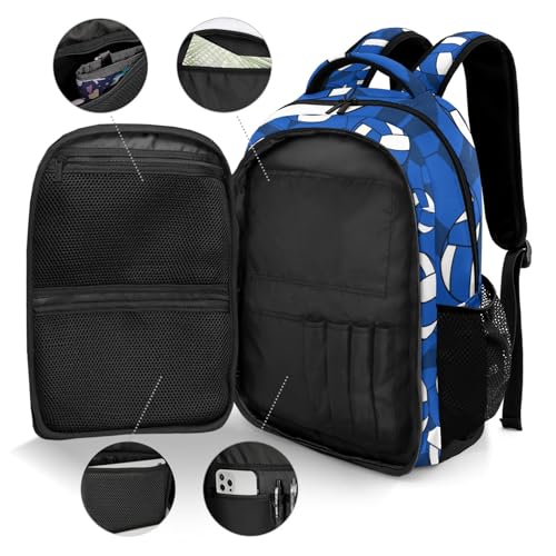 Blue Volleyball Pattern Casual Backpack Daypack Bookbag Laptop Bag Custom Shoulders Backpacks for Gifts - color: Blue Volleyball Pattern