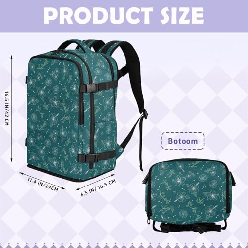 Travel Backpack with Shoe Compartment, 20L Large Capacity Laptop Backpack for Men Women, Teal Hibiscus Daypack for Traveling Hiking Carry On