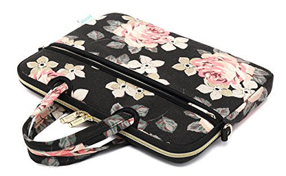 kayond Black Rose Patten water-resistant Laptop Shoulder Messenger Bag Case Sleeve for 12 Inch 13 Inch Laptop - color: Black Rose, size: 13-13.3 inch