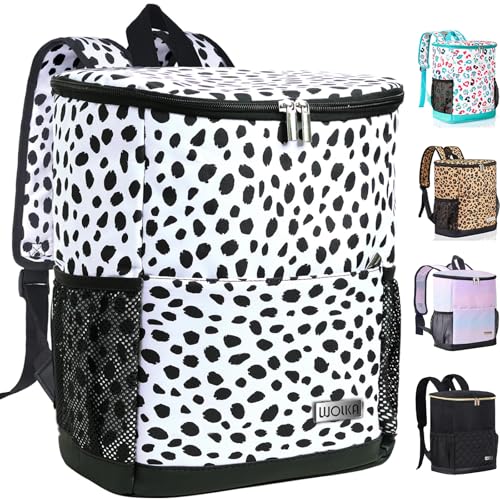 Wolka Cooler Backpack 30 Cans,Portable Backpack Coolers Insulated Leak Proof,Waterproof Soft Sided Cooler Bag for Travel,Beach,Camping,Picnic,Lunch Backpack for Women (Spotted-Dog) - color: Spotted-Dog