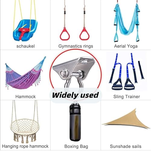 SELEWARE Heavy Duty Swing Hanger Stainless Steel Swing Hooks Ceiling Mount Swing Hardware for Porch Swing Set Hammock Chair Heavy Bag Yoga Silk - color: 180° Swing Hanger ( 1 Pack )
