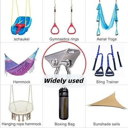 SELEWARE Heavy Duty Swing Hanger Stainless Steel Swing Hooks Ceiling Mount Swing Hardware for Porch Swing Set Hammock Chair Heavy Bag Yoga Silk - color: 180° Swing Hanger ( 1 Pack )